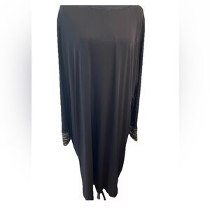 Calvin Klein women all black size 20W zip back dress metal stud cuffs slit sleev